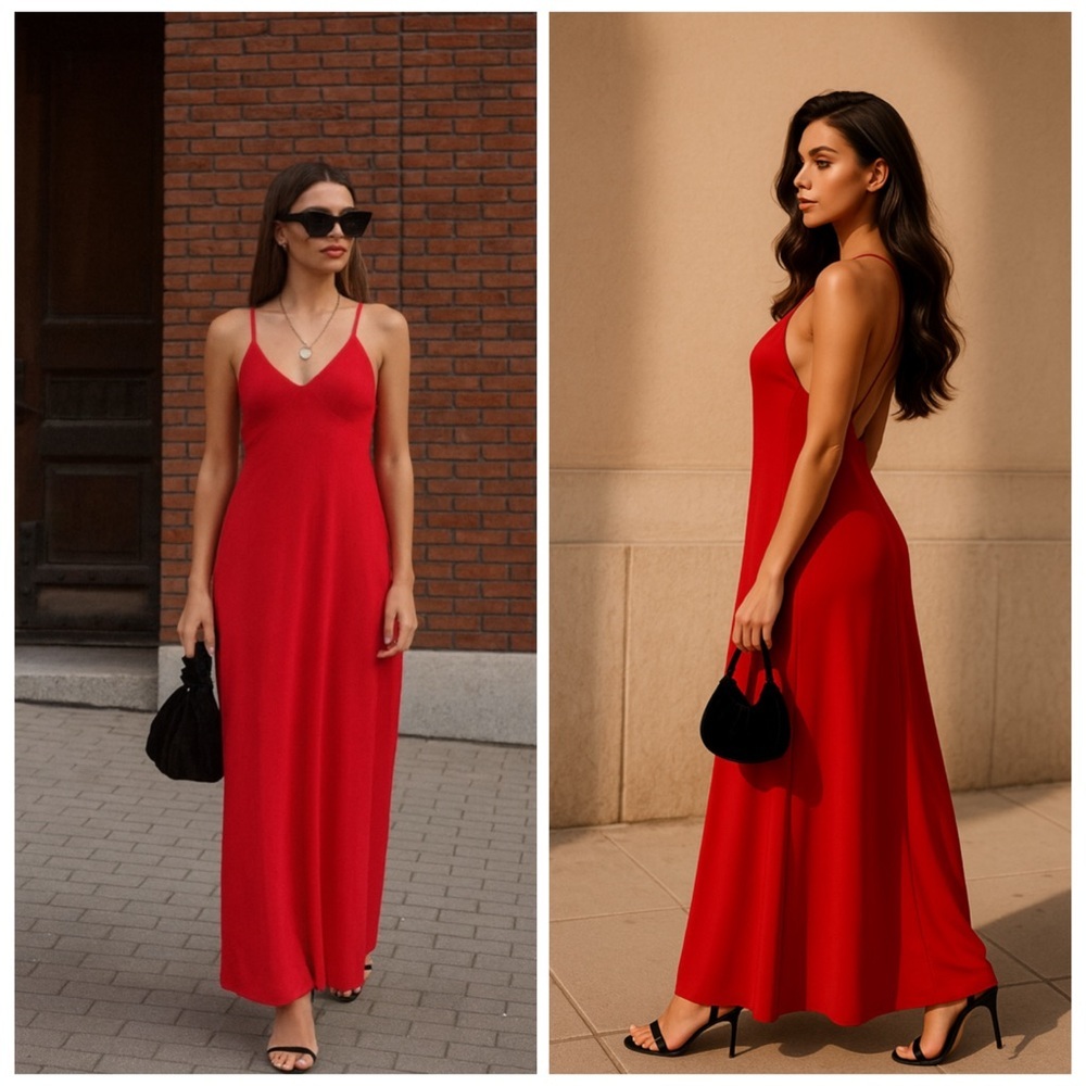 Norma Kamali Red Jersey Maxi Dress 14 16 XL XXL